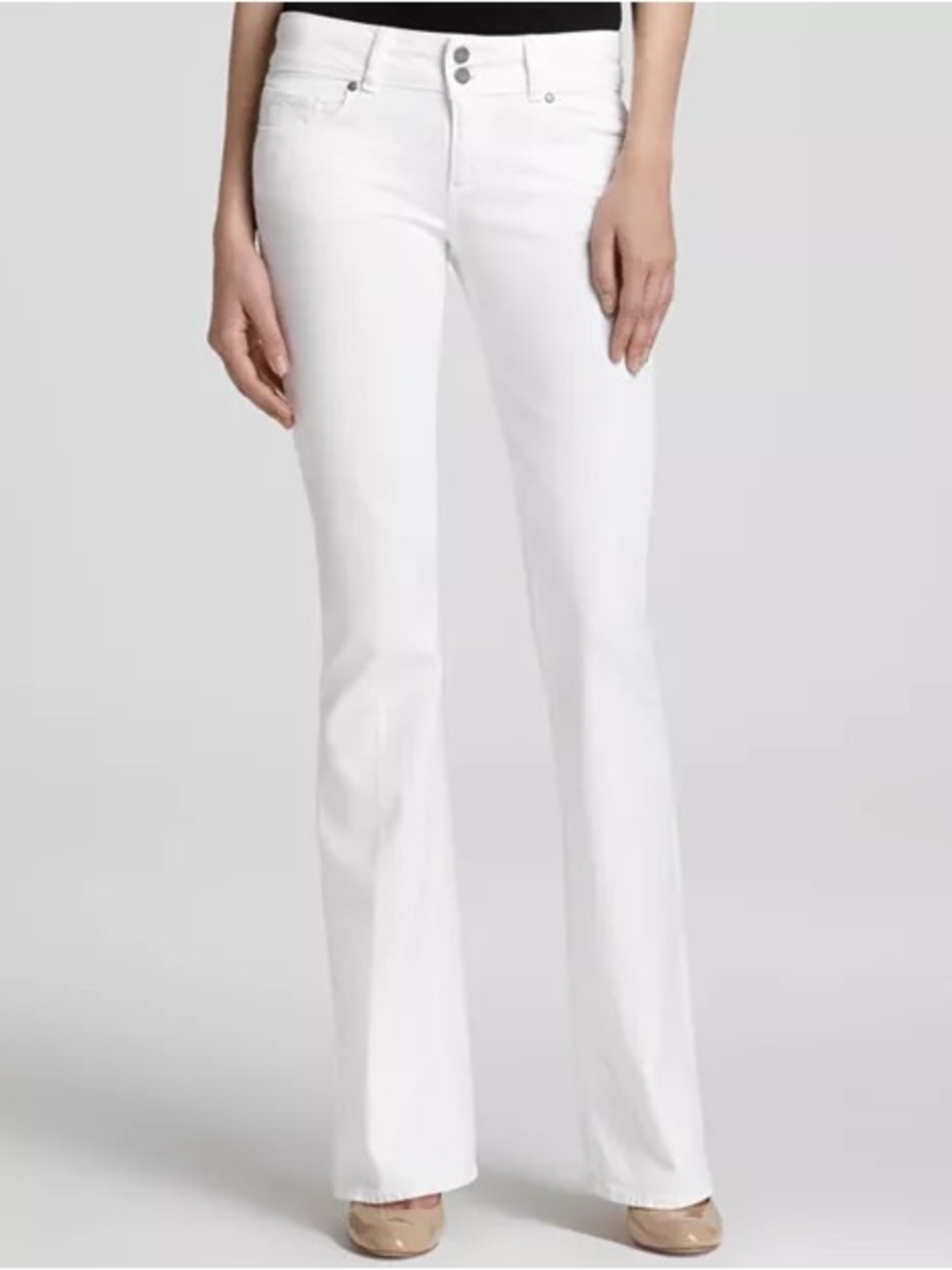 Paige White Hidden Hills High Rise Bootcut Pressed Leg Jeans
